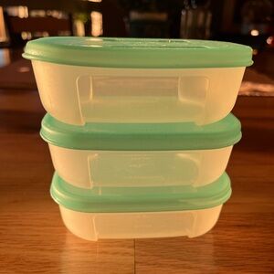 TUPPERWARE Freezer Mates- Set of 3 - classic teal colored seal